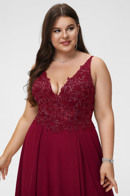 Robe Bordeaux Décolleté V Élégant - gallery 5