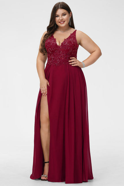 Robe Bordeaux Décolleté V Élégant - gallery 4