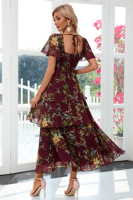 Robe Maxi Florale Bordeaux Chic - gallery 4
