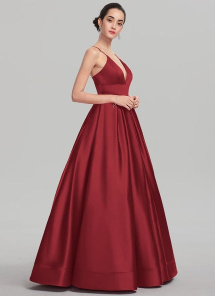 Robe Satinée Élégante Col V Long