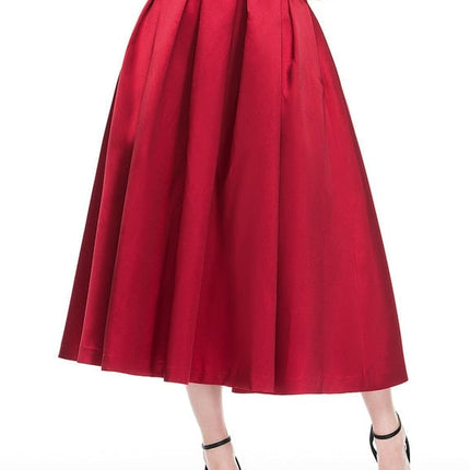 Jupe Satinée Rouge Élégante Longue