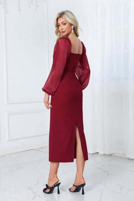 Robe Bordeaux Col Claudine - gallery 6