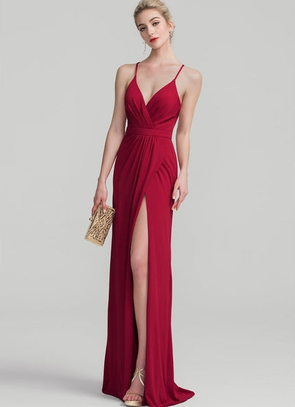 Robe Soirée Élégante Fendue Rouge