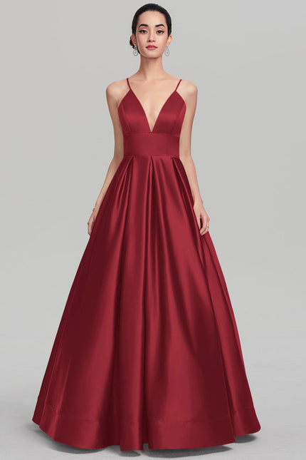 Robe Satinée Élégante Col V Long - gallery 2