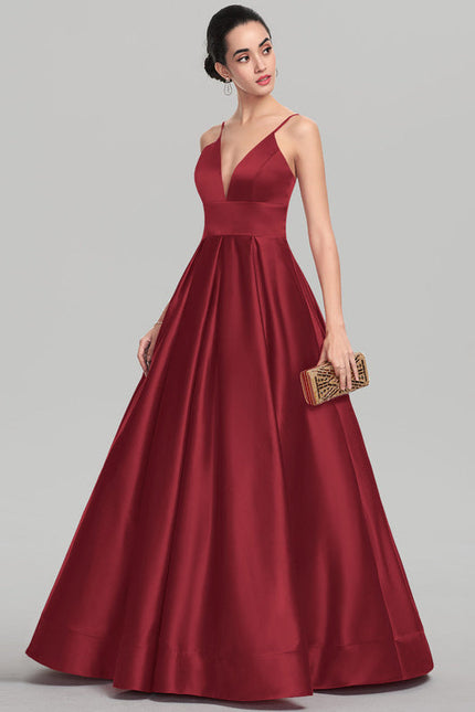 Robe Satinée Élégante Col V Long - gallery 3