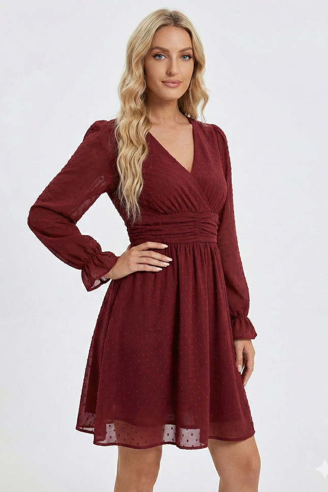 Robe En Maille Bordeaux
