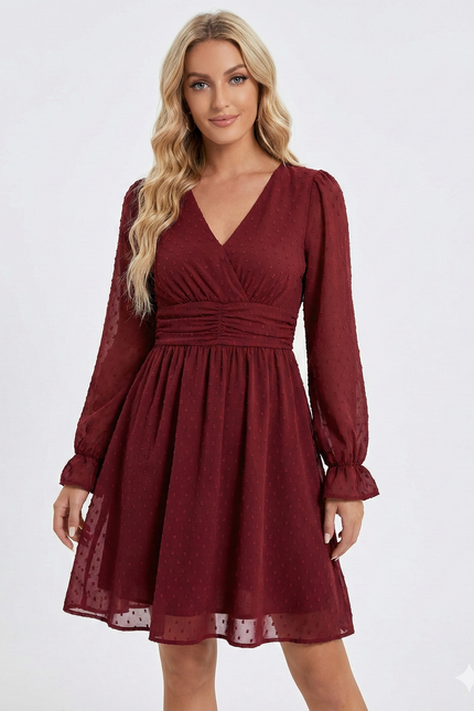 Robe En Maille Bordeaux