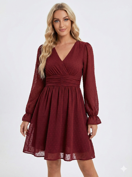 Robe En Maille Bordeaux