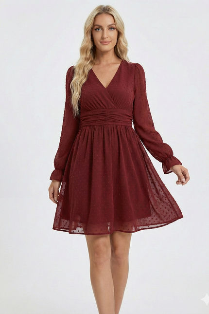 Robe En Maille Bordeaux