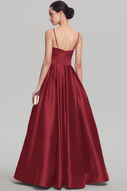 Robe Satinée Élégante Col V Long - gallery 1